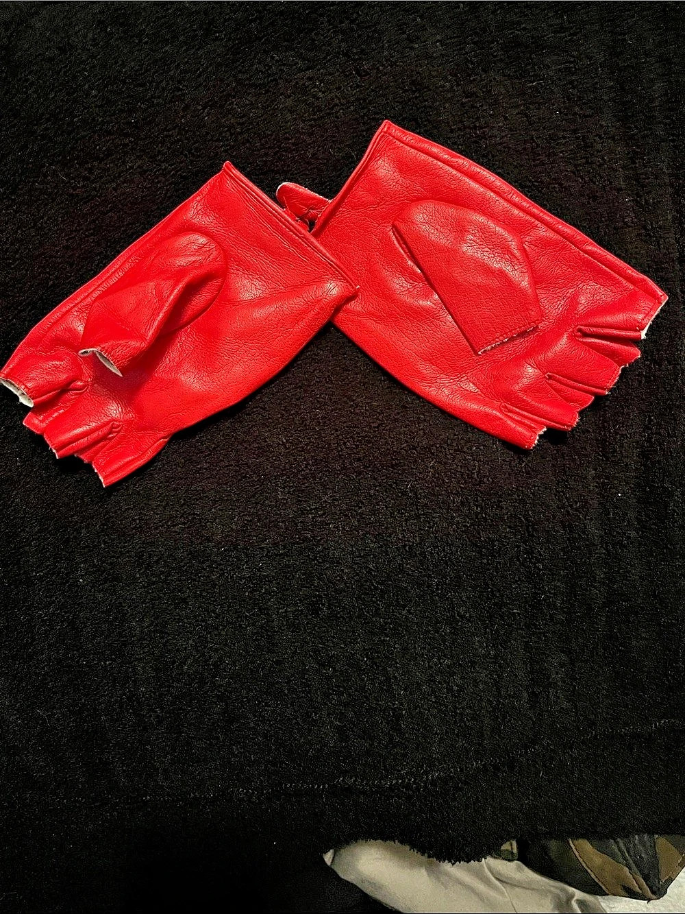 Red Leather Fingerless Gloves